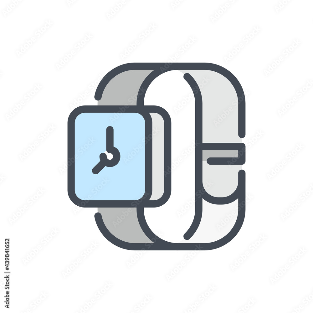 Smart watch color line icon. Digital watch with clock on screen vector outline colorful sign. Smart watch color line icon. Digital watch with clock on screen vector outline colorful sign.