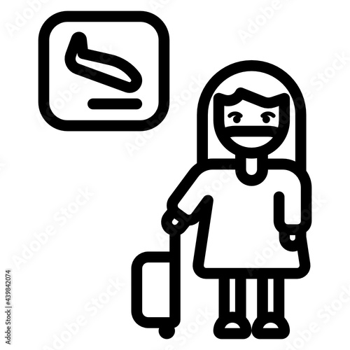 A woman in arrival hall at the airport of new normality