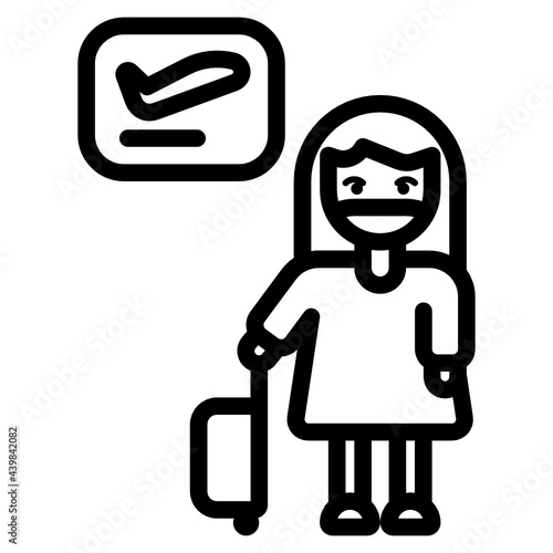 A woman in departure hall at the airport of new normality