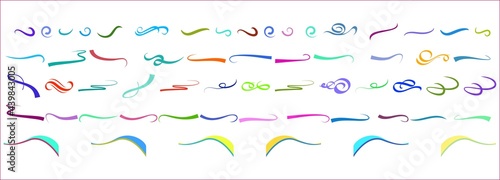 Colorful waves swoosh set as graphic design element