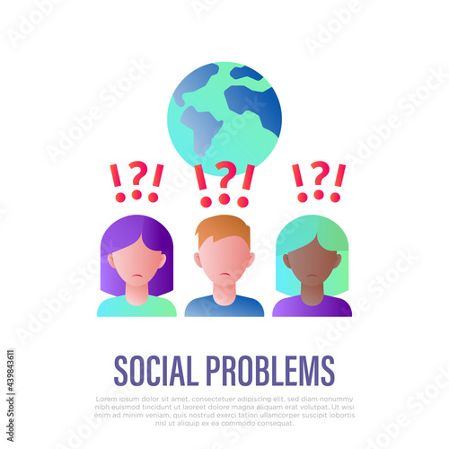 Social problems gradient icon. People are stressed, man and woman don't know what to do. Mental health during crisis. Vector illustration.
