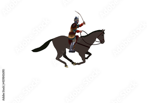 man on the brown horse with sword 