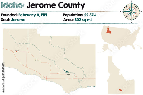 Large and detailed map of Jerome county in Idaho  USA.