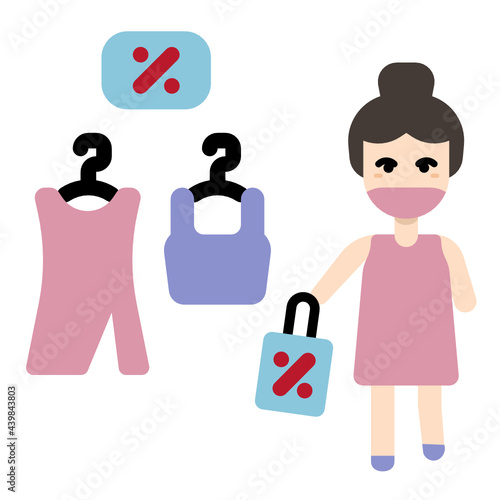A girl shopping clothes in new normality