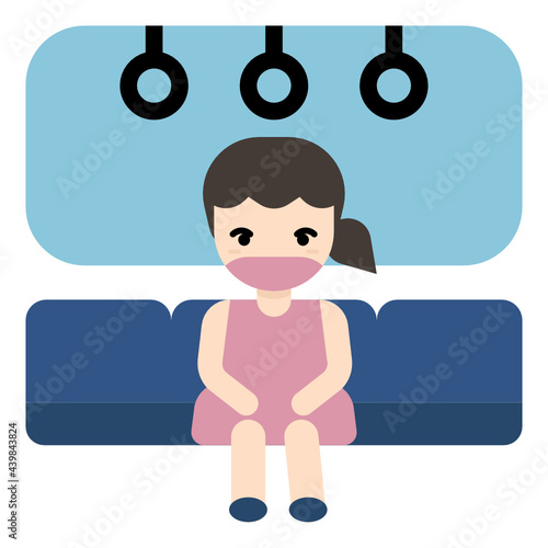 A woman with new normality in public transportation