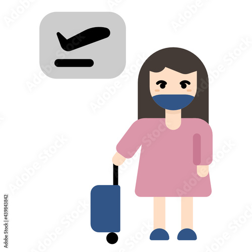 A woman in departure hall at the airport of new normality