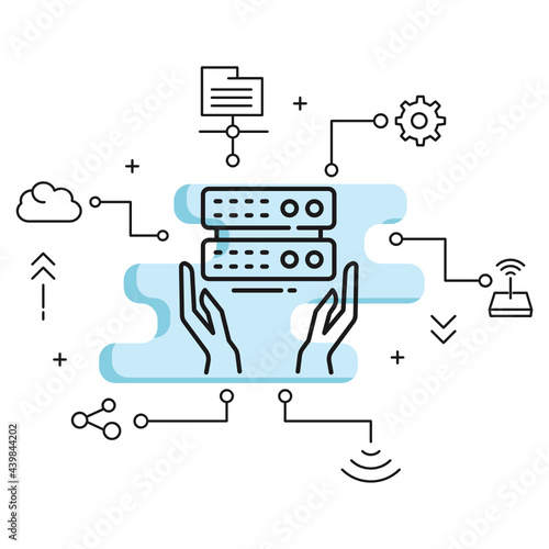 Server Technical support Vector Glyph Icon Design, Cloud computing and Web hosting services Symbol on White background, Managed service provider Concept,