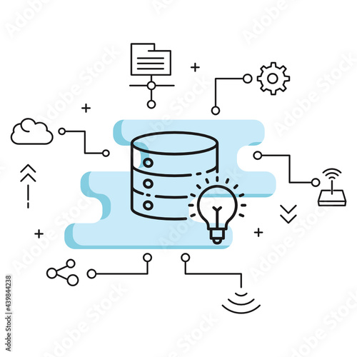 Database with Light Lamp Concept Vector Glyph Icon Design, Cloud computing and Internet hosting services Symbol on White background