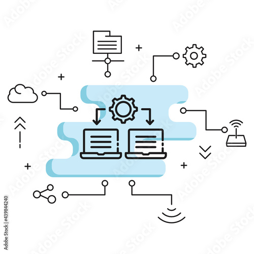 RDP Access Sign, Cloud computing and Internet hosting services Symbol on White background, Desktop Screen Sharing Concept Vector Icon Design,