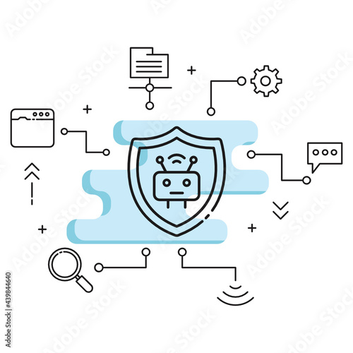 Artificial Intelligence Program Vector Glyph Icon Design, Cloud computing and Internet hosting services Symbol on White background, Secure Chat Bot Concept,