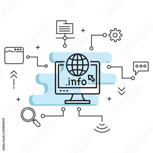 dot info generic top level domain concept, gtld vectory glyph icon design, Domain for information Website Sign, Cloud computing and Internet hosting services Symbol on White background