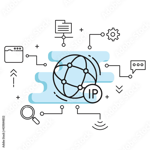 Sticky dynamic IP Vector Glyph Icon Design, Cloud computing and Web hosting services Symbol on White background, Internet Protocol address Concept, photo