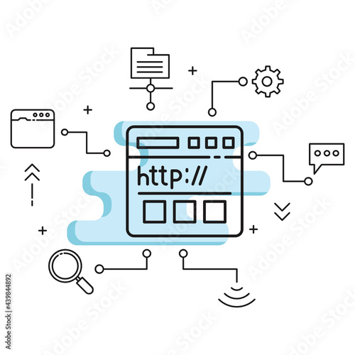 HTTP Data Cmmmunication For world Wide Web Vector Icon Design, Cloud computing and Internet hosting services Symbol on White background, Hypertext Transfer Protocol Concept,