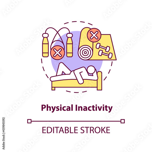 Physical inactivity concept icon. Sitting or laying down during day. Lazy lifestyle. Health problems abstract idea thin line illustration. Vector isolated outline color drawing. Editable stroke