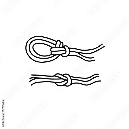 Nautical knots icons. Outline drawing, doodle, black and white illustration, vector Stock.