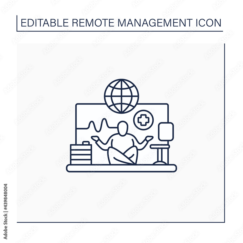 Work conditions line icon. Employee psychological comfort. Non Toxic atmosphere.Remote management concept.Isolated vector illustration. Editable stroke Work conditions line icon. Employee psychological comfort. Non Toxic atmosphere.Remote management concept.Isolated vector illustration. Editable stroke
