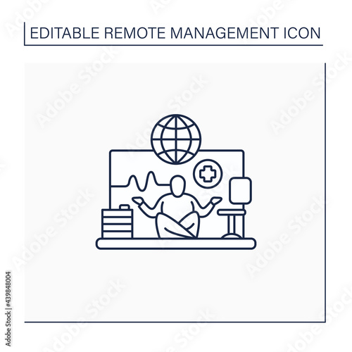 Work conditions line icon. Employee psychological comfort. Non Toxic atmosphere.Remote management concept.Isolated vector illustration. Editable stroke