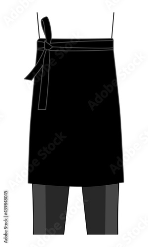 Black Chef Waist Half-Apron Template on White Background, Vector File.