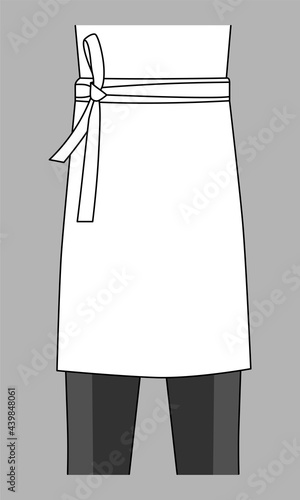 White Chef Waist Half Apron For Men-Women, Vector file.