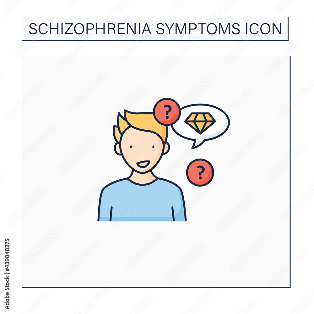 Neologism color icon. Made up new words or phrases. Creating own words with special meaning.Schizophrenia symptoms concept. Isolated vector illustration