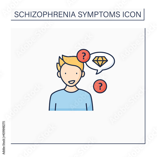 Neologism color icon. Made up new words or phrases. Creating own words with special meaning.Schizophrenia symptoms concept. Isolated vector illustration