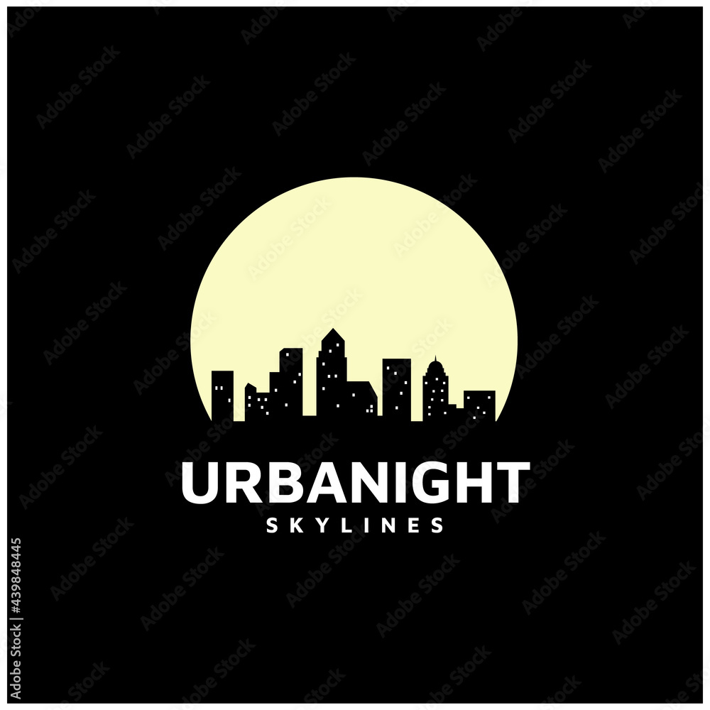 Night City Skyline for Real Estate Logo Design