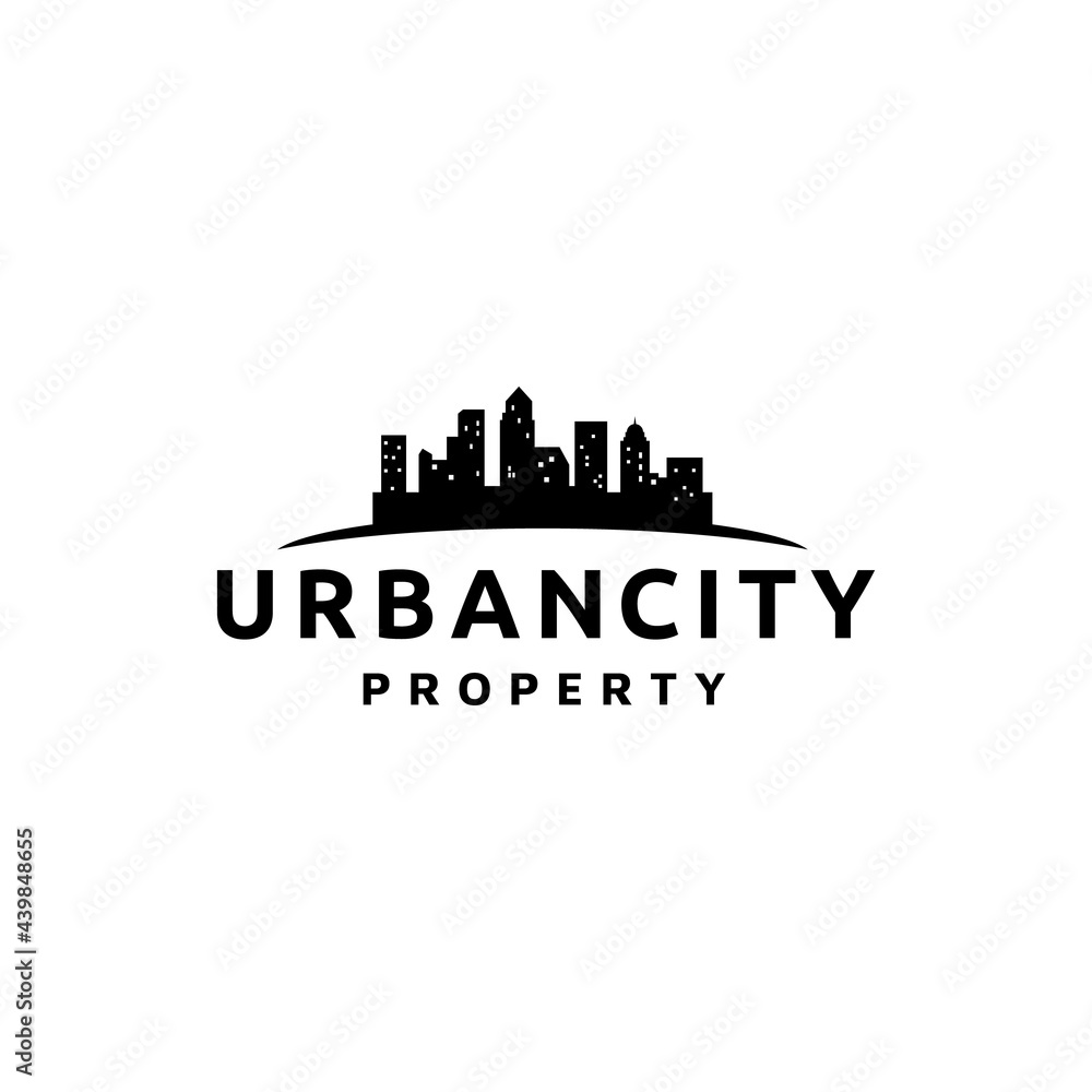 City Skyline Silhouette for Real Estate Building Logo Design Vector