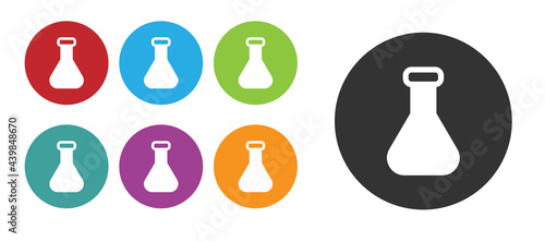 Black Test tube and flask chemical laboratory test icon isolated on white background. Laboratory glassware sign. Set icons colorful. Vector