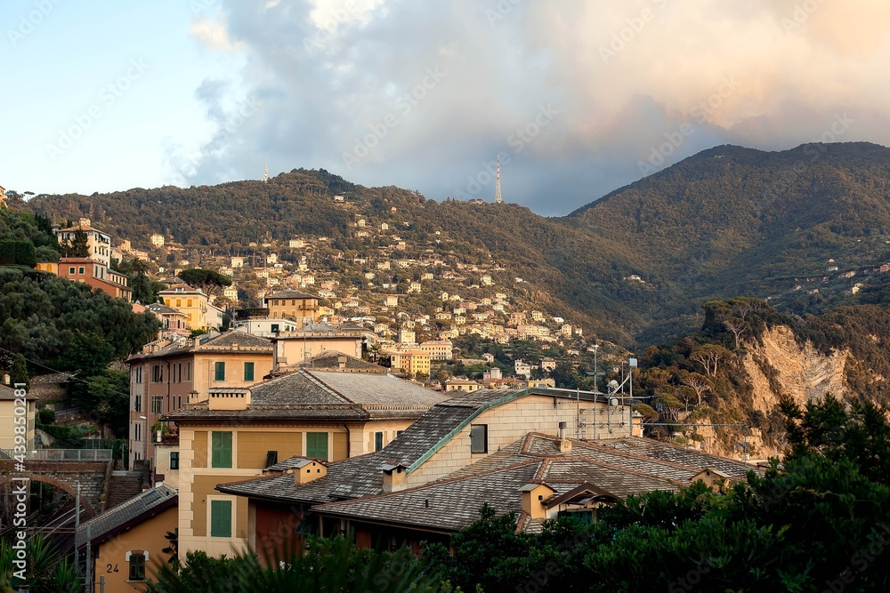 Obraz premium Aerial landscape of Italy, Ligurian sea