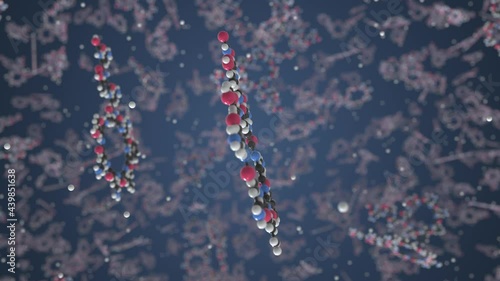 Polymyxin molecule. Molecular model. Looping seamless 3d animation photo