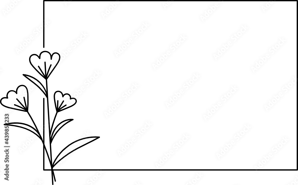 Fototapeta premium Wildflower Square frame line art illustration