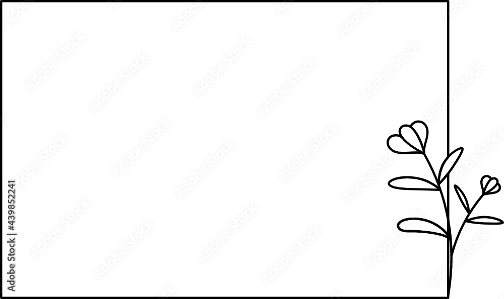 Wildflower Square frame line art illustration Wildflower Square frame line art illustration