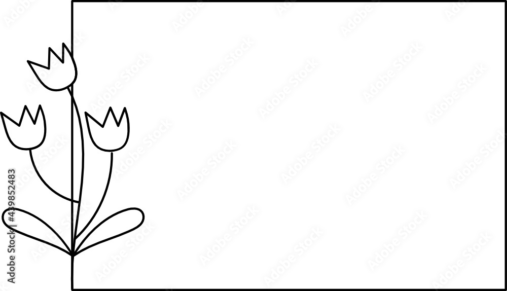 Wildflower Square frame line art illustration Wildflower Square frame line art illustration