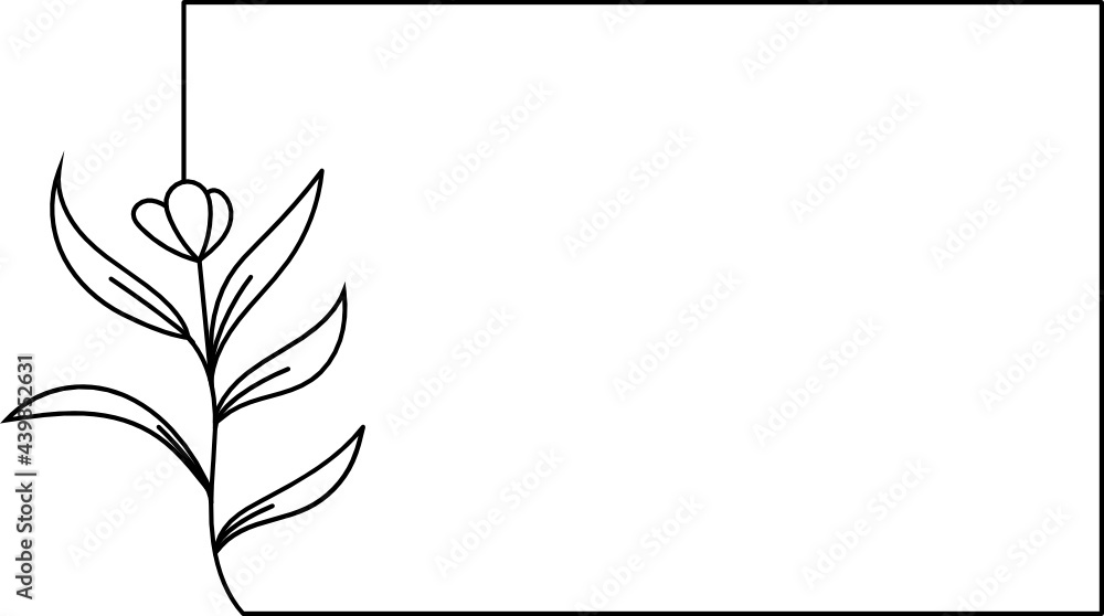 Fototapeta premium Wildflower Square frame line art illustration