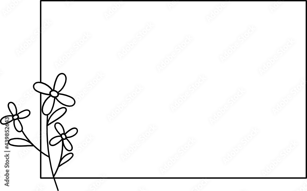 Obraz premium Wildflower Square frame line art illustration