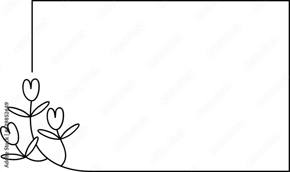Obraz premium Wildflower Square frame line art illustration