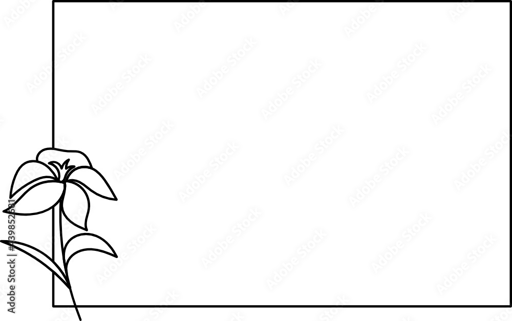 Fototapeta premium Wildflower Square frame line art illustration