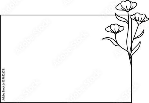 Wildflower Square frame line art illustration