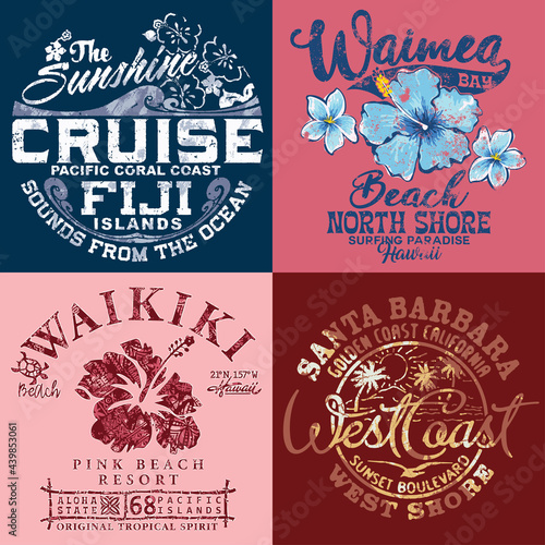 Vector collection of floral prints graphic for summer girl woman beach wear t shirt