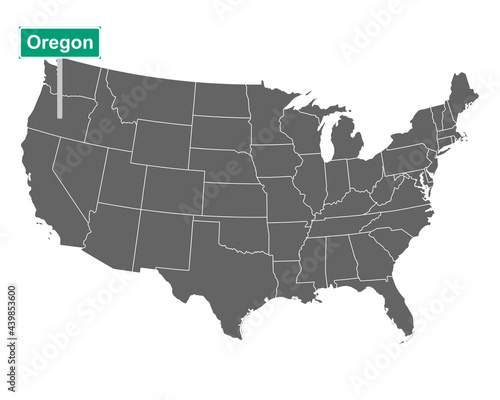 Oregon Ortsschild und Karte der USA