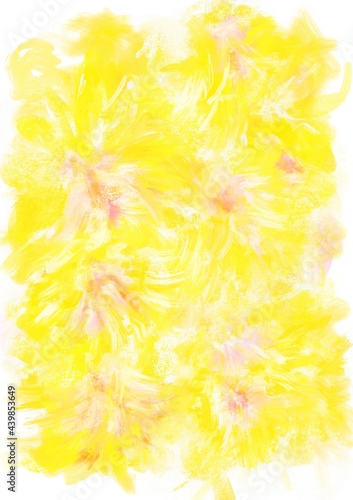 黄色の手描き花束アート