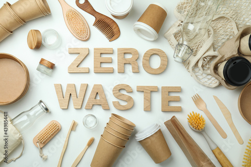 Eco friendly zero waste concept on white background