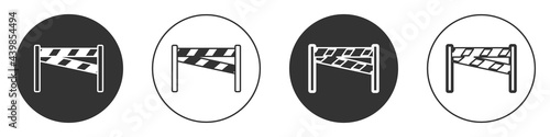 Black Crime scene icon isolated on white background. Circle button. Vector