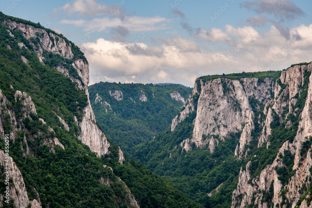 Steep rocky cliffs of Lazar's Canyon / Lazarev kanjon, the deepest and longest canyon in eastern Serbia, near the city of Bor