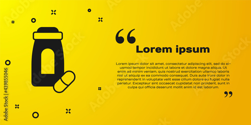 Black Sedative pills icon isolated on yellow background. Vector