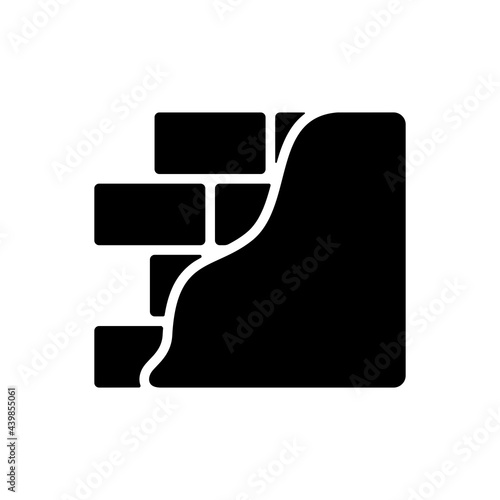 Brick wall with plaster or plastering glyph icon