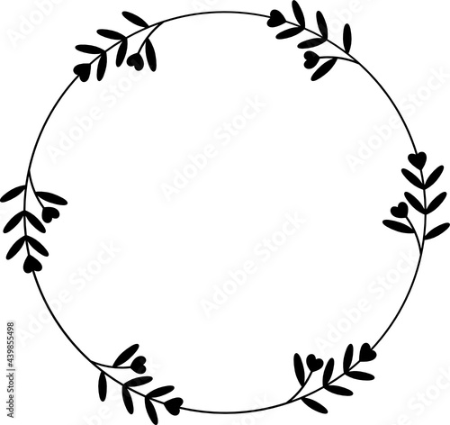 Wildflower Circle frame line art illustration