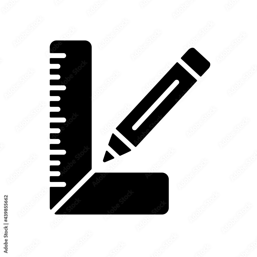 Carpenter square and pencil vector glyph icon Carpenter square and pencil vector glyph icon