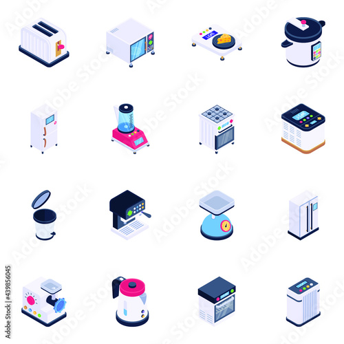 Pack of Home Appliances Isometric Icons 

