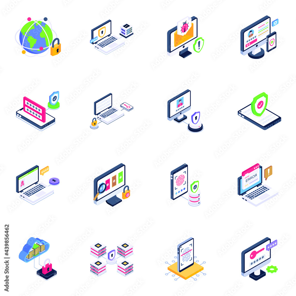 Set of Data Security Isometric Icons
Set of Data Security Isometric Icons